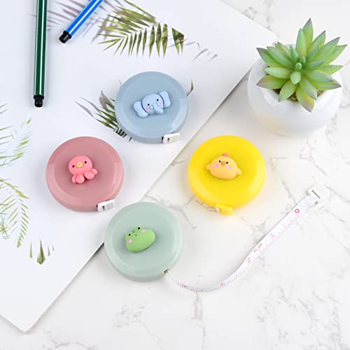 ASTARON 4 Pcs Soft Measuring Tape for Body Measurements Retractable，Cute Tape Measures Tailor Measuring Tape for Sewing 60 in / 1.5 M Tailors Measure Tape with Fractions Measure Ruler for Sewing