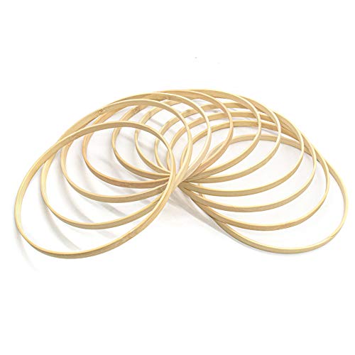 AUEAR, Dream Catcher Bamboo Rings Hoops Macrame Rings for Dream Catcher DIY Craft Home Craft DIY Wedding Decoration Embroidery Tools (10-Pack, 8 Inch)