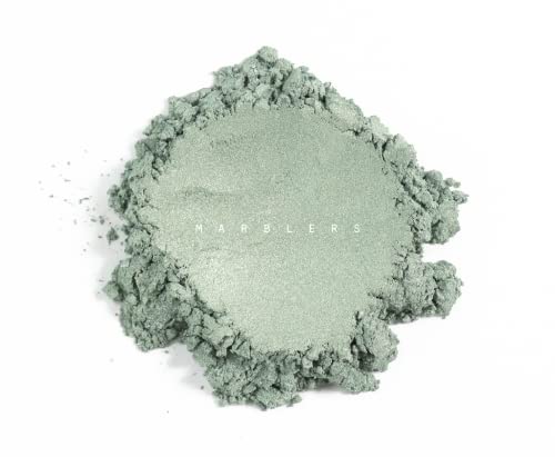 MARBLERS Cosmetic Grade Mica Powder Colorant [Silver Green] 3oz (85g) Metallic Pigment Dye | Sparkle, Luster, Pearl | Festival, Party Makeup | Nail, Eyeshadow | Resin, Soap | Non- Toxic, Vegan