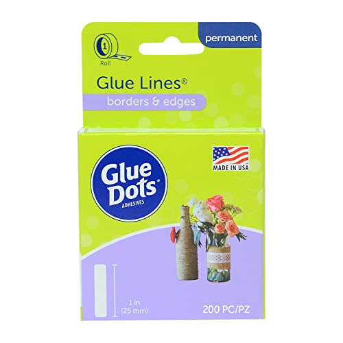 Glue Dots Double Sided Adhesive Permanent Glue Lines, 1'', Clear, Roll of 200