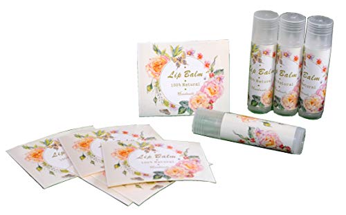 ZZYBIA Homemade Skincare Products Adhesive Labels Stickers for Lip Balm Handcream Candle Container Tubes 20pcs (Lip Balm - Beige Floral)