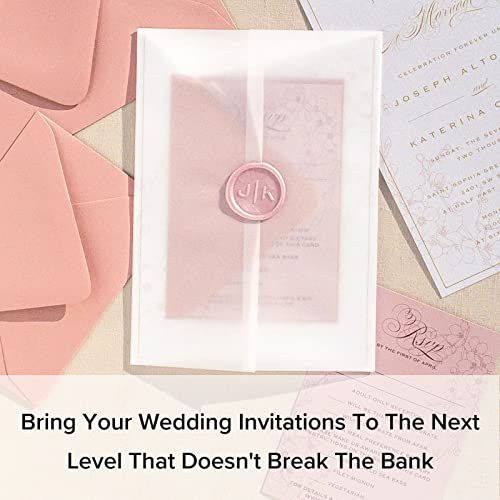 200 Pack Pre-Folded Vellum Jackets for 5x7 Invitations - Vellum Paper 5x7 Jackets - 115GSM Vellum Wedding Invitations Wraps - Transparent Wedding Invitations Jacket