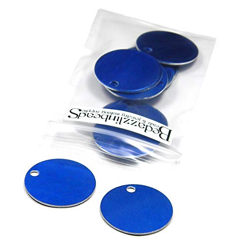 20 Blank 1 inch Flat Round Anodized Aluminum Coin Charms for Stamping Engraving (Blue)