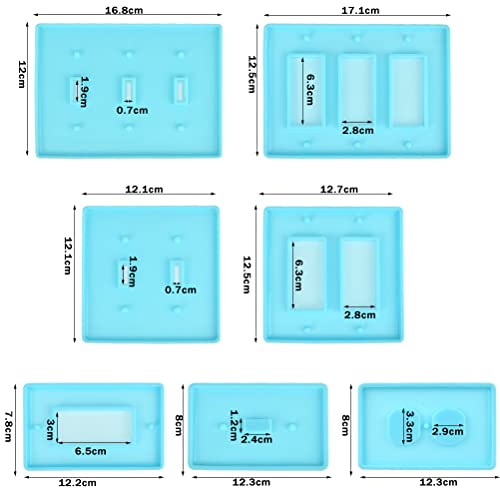 BUYGOO 7Pcs Light Switch Cover Resin Molds, Switch Socket Panel Plaster Mold for Epoxy Resin, Switch Socket Panel Epoxy Molds, Switch Plate Silicone Mold Outlet Cover Molds for DIY Crafts Making