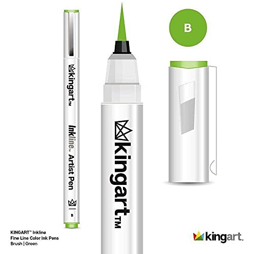 KINGART 440-8 PRO Inkline Color Micro Line & Precision Graphic Pens, 8 Colors, Fine Pt. Brush Nibs, Archival Waterproof Japanese Ink for Art, Illustration, Lettering, Anime, Technical Drawing, Manga