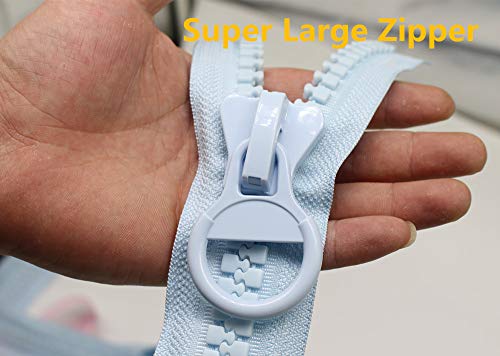 YaHoGa #20 Super Large Plastic Zipper Light Blue Heavy Duty Zippers by The Yard Bulk 2 Yards with 5pcs Sliders for DIY Sewing Tailor Crafts Bags Tents Boat Cover Canvas (Blue 2 Yards)