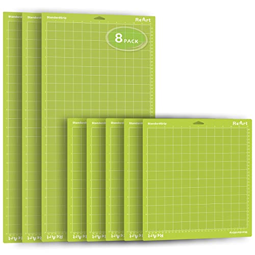 ReArt Cutting Mat for Cricut - StandardGrip 12x24 Inch 3 Packs and 12x12 Inch 5 Packs