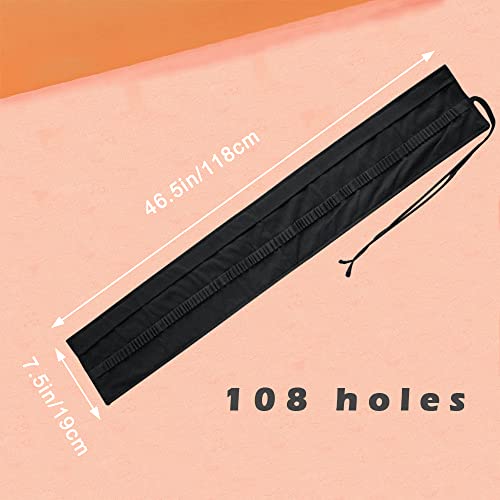 108 Slots Handmade Canvas Pencil Wrap, Black Sketching Travel Roll Up Pencil Holder Case for Colored Pencils, Coloring Pen Storage Pouch for Artist Students, No Pencils