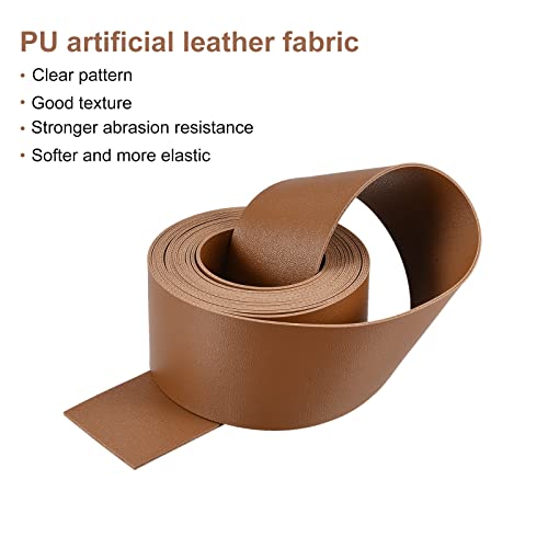 MECCANIXITY Faux Leather Strip Leather Strap Double-Sided 118" Long 1.97" Wide Light Brown for DIY Crafts, Belts, Bags