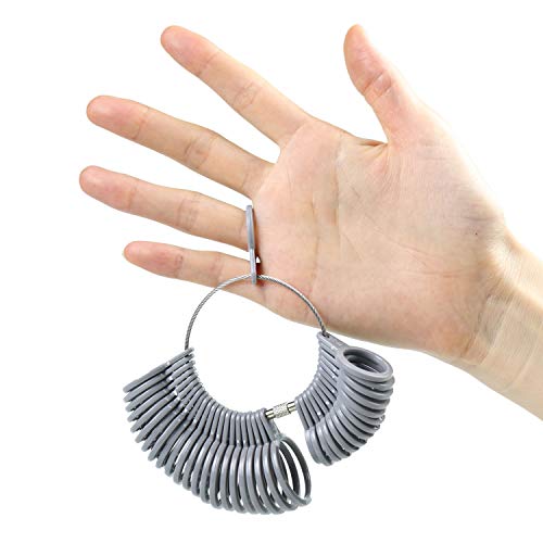 NIUPIKA Ring Sizer Set Metal Measuring Tool Ring Mandrel Finger Sizing Gauge Set US Size Jewelry Measurement Tools with Jewelers Rubber Hammer