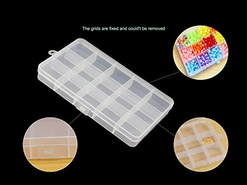 JESEP YONG 8 packs Plastic Organizer Box 15 Grids Clear Storage Container Jewelry Case with Fixed Dividers for Beads Art DIY Crafts Jewelry Fishing Tackles (8pcs 15 Grids Box)