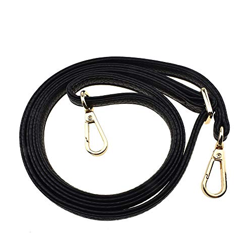HAHIYO Adjustable Pebbled Black Leather Purse Chain Strap Length 31.5-55.1 Inch Gold Hardware for Shoulder Cross Body Sling Purse Replacement Comfortable 0.47 Inch Wide 4.7mm Extra Thick 1 Pack
