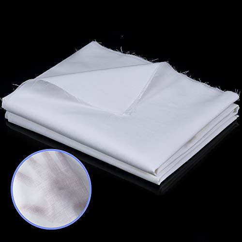 Soft and Stable Fabric Poly Cotton Broadcloth, Plain Poly Cotton Fabric, Poly Cotton Dress Craft Material for Embroidery, Embroidery Fabric Cotton, White (1.6 Yard x 1 Yard)