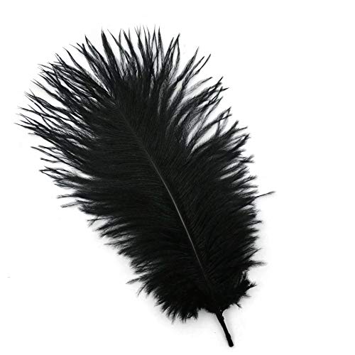 Shekyeon 8-10inch(20-25cm) Ostrich Feather Plumes Wedding Centerpiece Table Decoration Pack of 20(Black)