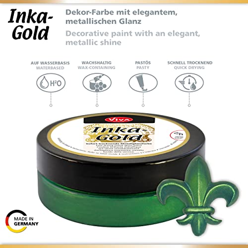 Viva Decor® Inka Gold (Emerald, 2,2 oz) metallic acrylic paint - craft paint set - effect paints - craft paints acrylic sets - apply, polish - done! - Made In Germany