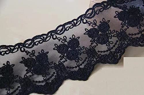 Sourcemall Lace Trim Ribbon, Delicate Crown Ribbon for Crafts Sewing and Bridal Wedding Dress Applique Decorations, 3.3inch Width 5 Yards/Lot (Black)