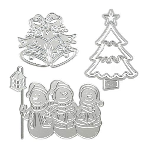 Metal Christmas Bell Tree Cutting Dies Embossing Stencil Mold for Card Making Album Stamps, Snowman Template Tool for Scrapbooking Paper DIY Christmas Décor Paper Craft