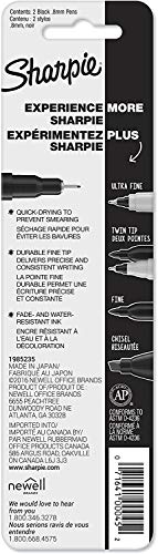 Sharpie Fine Point Pens, Black Ink 2 ea (Pack of 4)