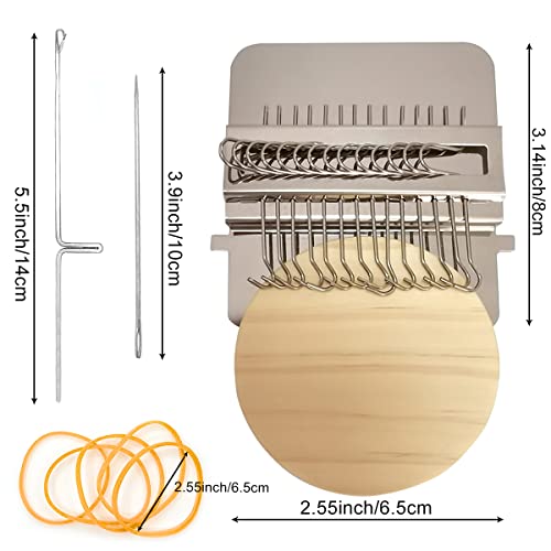 Small Weaving Loom, Wooden Speedweve Darning Loom Type Weave Tool, Convenient DIY Darning Machine for Mending Jeans and Clothes Quickly and Easily, Makes Beautiful Stitching (14 Hooks)