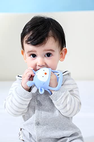 COZYPANDA Baby Teether, Teething Toys for Babies 0-6 Months, Never Drop Baby Teething Toys, Silicone Teether Toys, Infant Toys, Teething Pacifier, Baby Chew Toys for Teething Relief, BPA Free(Blue)