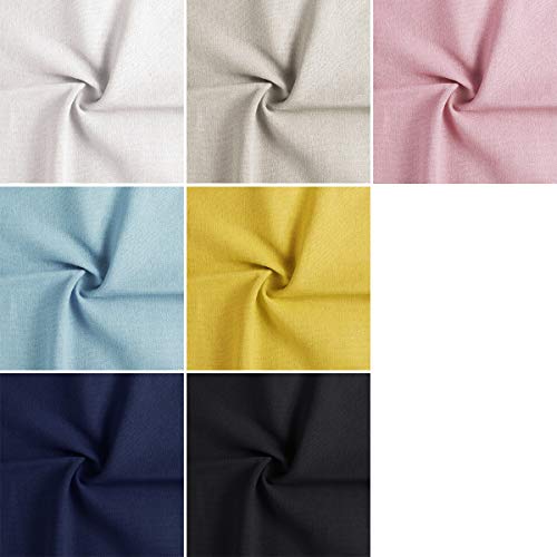 Linen Needlework Fabric, BENBO 7Pcs Assorted Colors Linen Embroidery Fabric Cross Stitch Cloth for Garments Crafts, Upholstery Flower Pot Decoration and Tablecloth, 19.7 x 19.7In