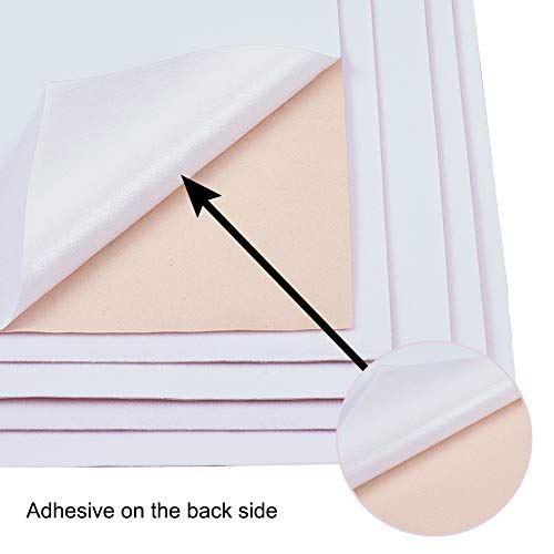 BENECREAT 20PCS Velvet (White) Fabric Sticky Back Adhesive Sheets 8.3"x11.8" Self-Adhesive Durable and Water Resistant Ideal for Festival Art and Craft Making