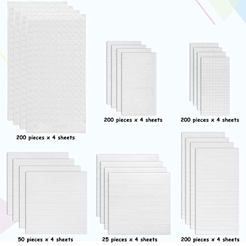Foam Dots Dual Adhesive 3D Foam Tape Adhesive Foam Mount Square Round and Strips Double Sided Foam Tape for Scrapbook, Party, Wedding, Balloons, Kids DIY Art or Office Supplies (24 Sheets)