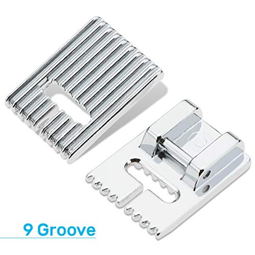 Kalevel 3pcs Pintuck Presser Foot 5 7 9 Groove with Twin Stretch Double Needle Set for Singer, Brother, Babylock, Janome, Elna, Euro-Pro, Simplicity, White (4pcs Set)