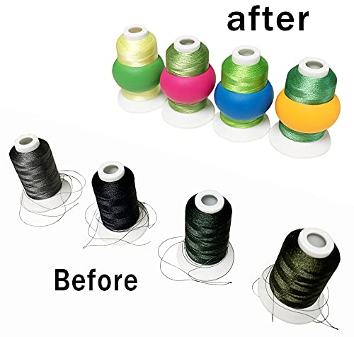 HimaPro Silicone Thread Spool Savers 48 Huggers 4 Bobbin Clamps and 4 Bobbin Holders - Prevent Thread Tails from Unwinding - No More Loose Ends