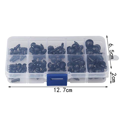 200 pcs 6-12 mm Plastic Safety Eyes, Black Safety Eyes Doll Making with Washer for Toy Making DIY Crafts