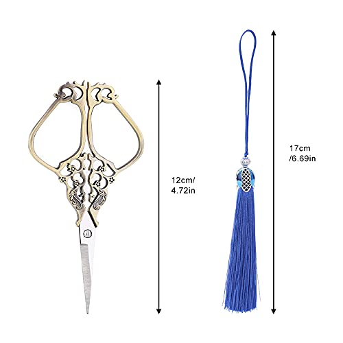 SHWAKK 4.72 Inch Crafting Scissors Antique Cyan Plum Vase Scissors for Embroidery, Embroidery Scissors With Sharp Stainless Steel Tip for Sewing School Office Chores