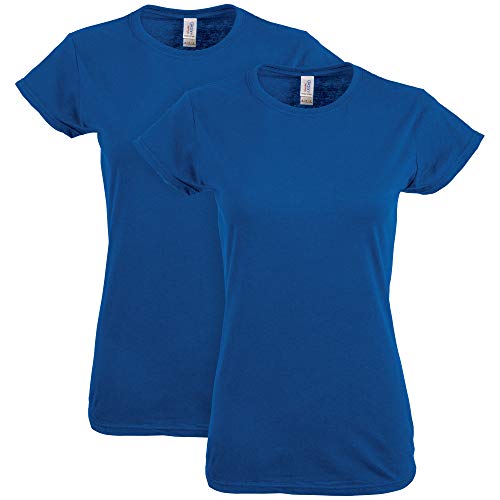 Gildan Women's Softstyle Cotton T-Shirt, Style G64000L, 2-Pack, Royal, X-Large