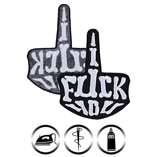 Middle Finger Sew on Patch - F--K You Iron on Patches for Fighters, Boxers, Wrestlers, Bikers - Wildly Popular Embroidery Patch for Jackets, Jeans, Backpacks, Hats, Shirts - 3.14x2.55 in