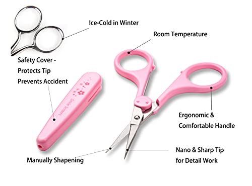 PAFASON 4" Stainless Steel Detail Craft Scissors Set with Straight & Precise Tips & Safety Cover Ideal for Scrapbooking, Paper Cutting, Sewing, Crafting, Quilting