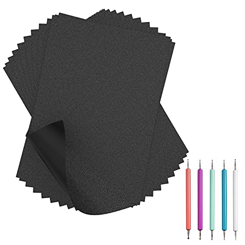 50 Sheets Carbon Paper Graphite Paper Black Carbon Transfer (8.5 x 11.5 inch) Tracing Papers with 5 PCS Embossing Styluses Dotting Tools for Wood Paper Canvas Craft