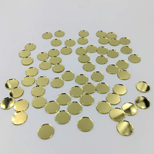 3/8" Round Mirror Mosaic Tiles Gold Coat Craft Mirror Circles Bulk 200 Pieces (Dia 1CM)