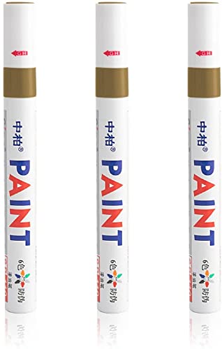 3 Pack Tire Paint Pen Marker Lettering Permanent Waterproof Ink for Car Vehicle Motorcycle Tyre (Gold)