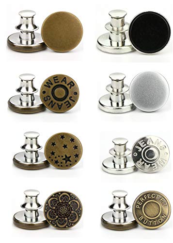 E-Uli Instant Buttons Replacement Removable Button 8 Pcs No Sew Buttons for Jeans Pants,Crafts DIY Clothes (Size: 17mm)