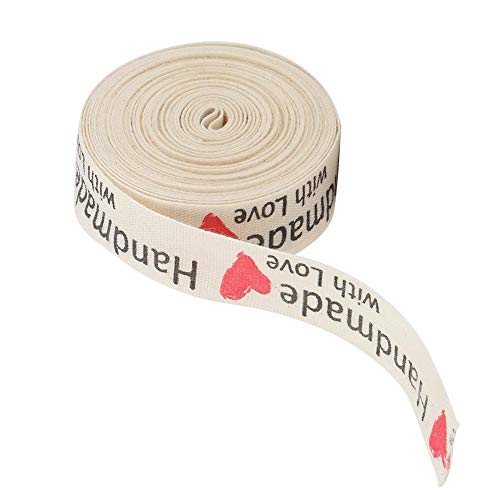 Handmade with Love' Cotton Ribbon Tape Sewing Tags Ribbon Labels for Gift Wrapping Ribbon Decoration(#3)