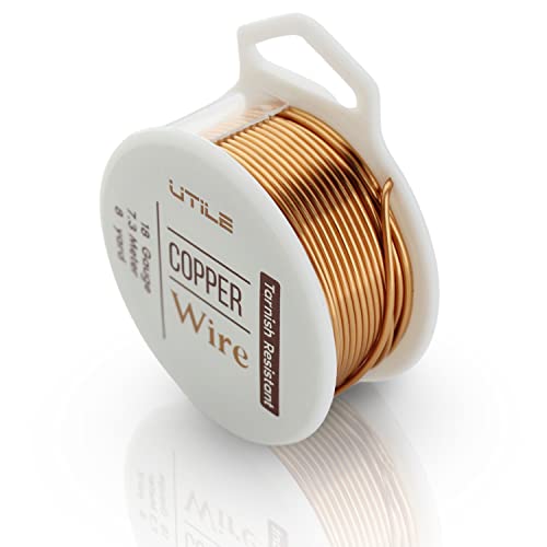 UTILE Soft 99% Copper Wire, 18-Gauge, 30 ft /8-Yards, Jewelry, Beading and Craft Wire, Tarnish Resistant for Jewelry Making, Making Hobby Craft, Decorations, Floral Décor