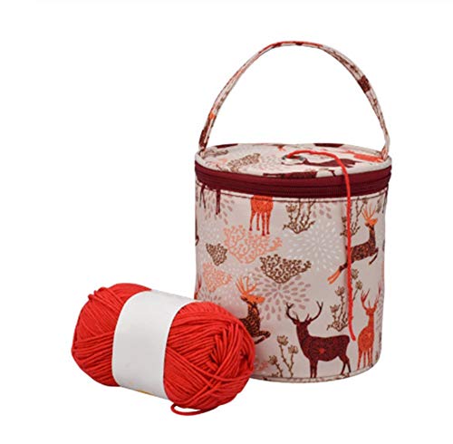 Katech Small Yarn Storage Case Empty Round Yarn Bag Knit Tote Bag Basket (Brown)