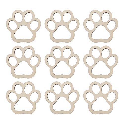 24pcs Paw Shaped Wooden Cutouts Dog Cat Claws Cutouts Unfinished Wood Pet Paw Wood DIY Craft Embellishments Gift Ornaments Decoration, 3.1x3.3 in