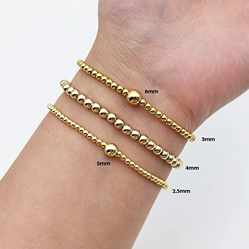 INSPIRELLE 200pcs 4mm Long-Lasting Yellow Gold Plated Brass Rondelle Beads Round Metal Loose Connector Beads Metal Spacer Smooth Beads for DIY Bracelet Jewelry Making
