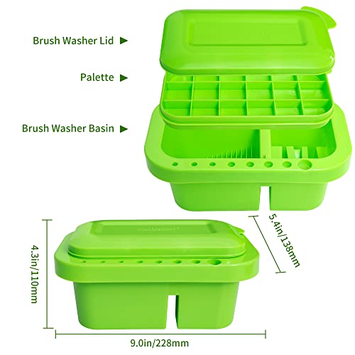 MyLifeUNIT Paint Brush Cleaner, Paint Brush Holder and Organizers with Palette for Acrylic, Watercolor, and Water-Based Paints (Lawn Green)