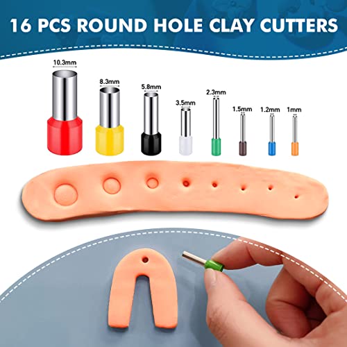 keoker Polymer Clay Cutters Set, 36 Shapes Stainless Steel Clay Cutters with 16 Circle Shape Cutters and 60 Earrings Accessories, Clay Earing Cutters for Polymer Clay Jewelry Making
