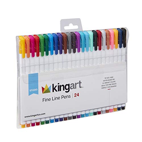 KINGART Fine Line Color Ink Pens, Set of 24 Unique Colors, Size 04 mm (418-24)