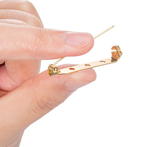 100 Pieces Bar Pins Brooch Pin Backs Safety Clasp with Plastic Box, 4 Sizes 20 mm, 25 mm, 32 mm and 38 mm (Gold and Silver)
