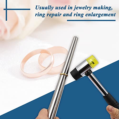 TANJIN Jewelry Rubber Hammer With Stainless Steel Ring Mandrel Sizer Set Double Face Hammer Jewelers Making Tool