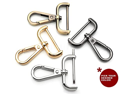 CRAFTMEMORE 2pcs Detachable Snap Hook Swivel Clasp with Screw Bar Bag Strap Hardware Replacement (1-1/4 Inch, Brushed Brass)