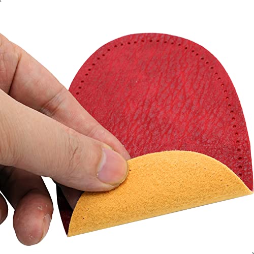 ZUPAYIPA 2Pcs Sew-On Fabric Oval Elbow Knee Patches Sweater Trousers Repair Patches Craft Supply Sewing Appliques (Pu Leather，Red)